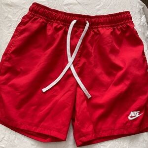 Nike Men’s Red Athletic Shorts with White Drawcord